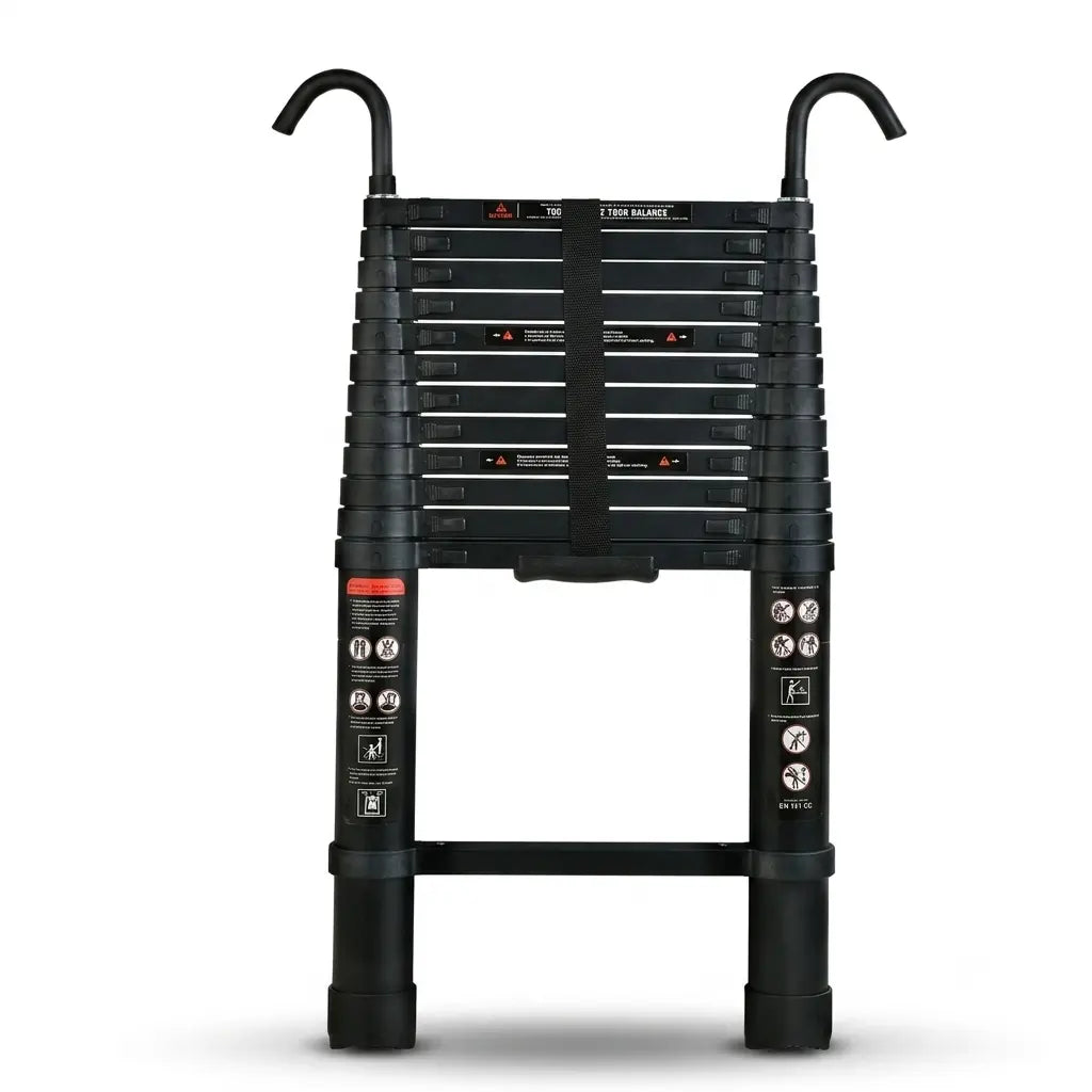 Scala Telescopica 3,8 m Nera Pro in alluminio nero opaco