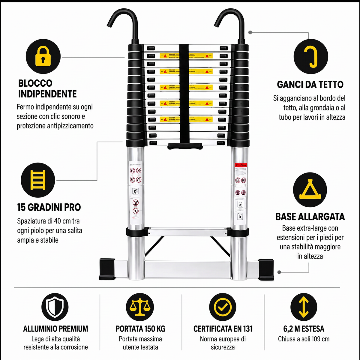 Scala Telescopica 6,2m Pro | Esperto Scale