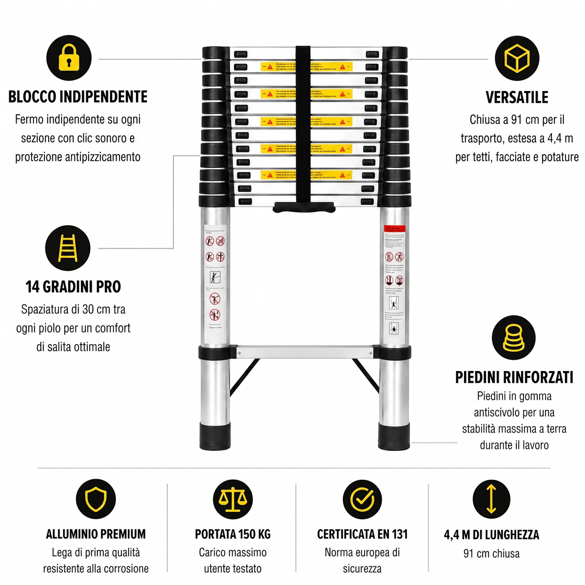 Scala Telescopica 4,4m Pro | Esperto Scale