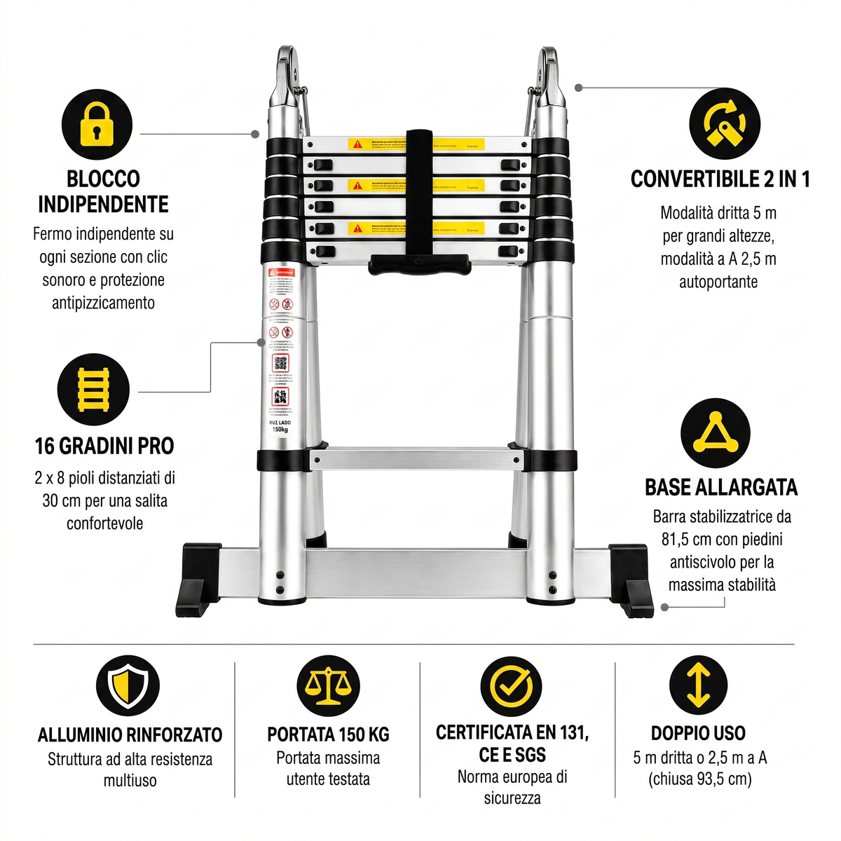 Scala Telescopica Multifunzione 5m | Esperto Scale