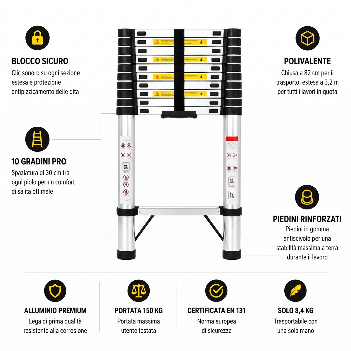 Scala Telescopica 3,2m Pro | Esperto Scale