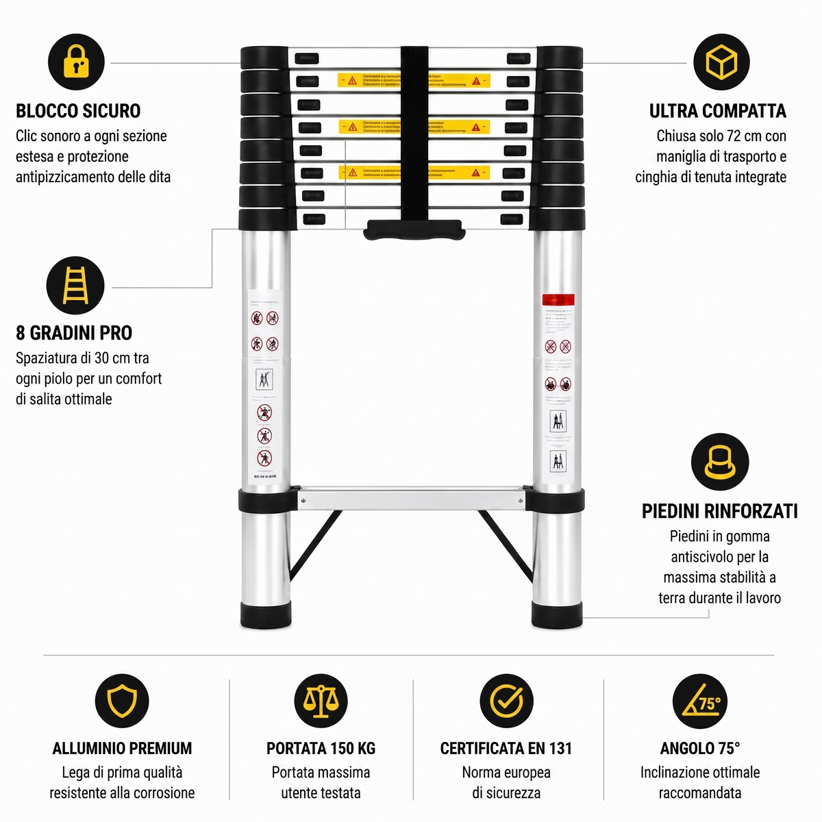 Scala Telescopica 2,6m Pro | Esperto Scale